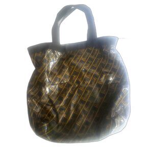 RARE BY SHREDS HARRODS Logo Blue and Gold Cotton PVC Tote Bag